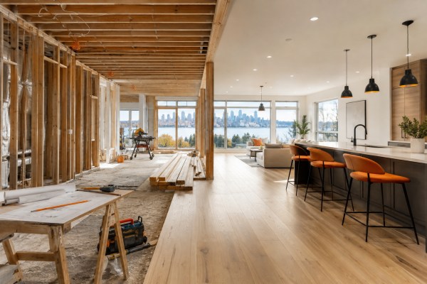 Residential renovation transforming from unfinished to completed